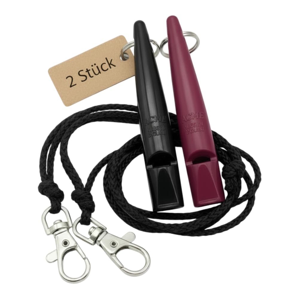 ACME Dog Whistle No. 211.5 with Whistle Band | Double Pack | 2 Whistles Including 2 Bands | Ideal for Recall - Loud and Far-reaching (Black + Purple)