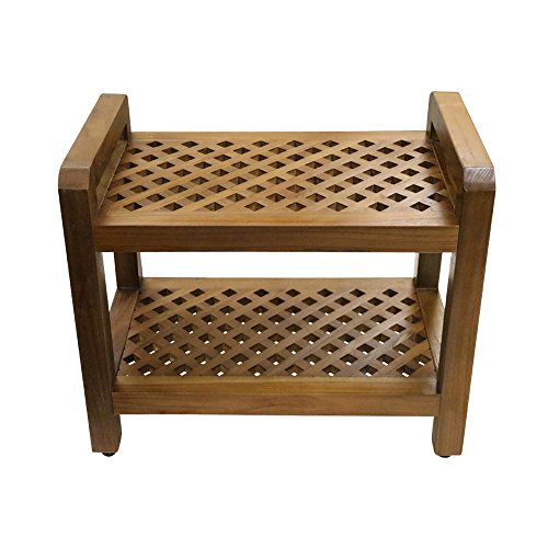 ALATEAK Shower Seat Bench with Storage Shelf for Seating, Support & Relaxation, Spa Bath Bench Stool Perfect for Indoor or Outdoor Use - Thumbnail 4