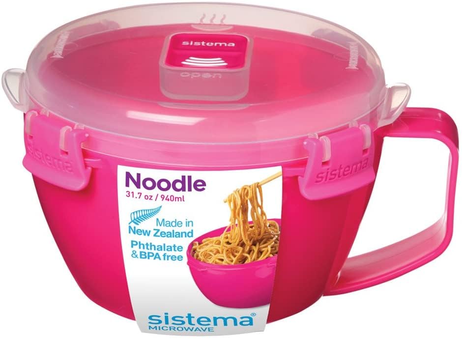 Sistema Microwave Noodle Bowl, 15.6 x 17.2 x 9.7 cm, Pack of 1, (Assorted Color)