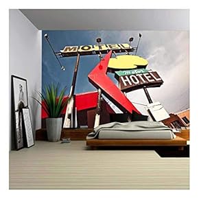 Old Motel Sign on Route 66 USA - Canvas Art Wall Decor - 66"x96"