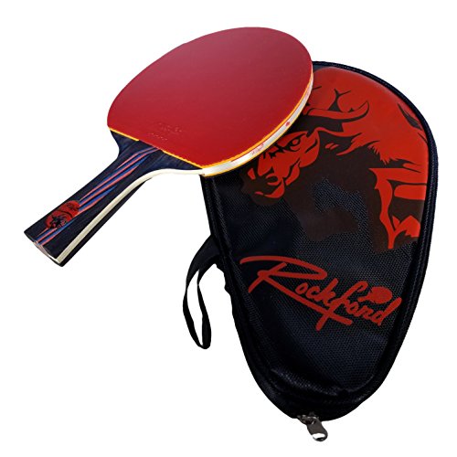 Table Tennis Racket, Rockford Carbon Ping Pong Paddle with Carrying Case for Ultimate Control, Power and Speed, ITTF Approved Professional Tennis Racket with Long Handle, Black and Red