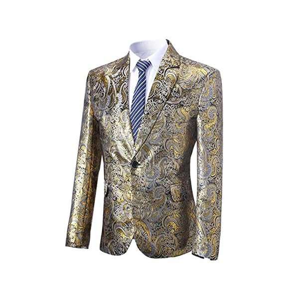 Mens Print Tux Dress Suit Jacket Slim Fit Floral Blazer Sport Coat - Image 3