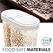 2pcs Airtight Dry Food Containers Cereal Storage Snack Keeper Dispenser 12-18 oz Capacity for Corn Flakes Nuts Sugar Flour with Hovering Flip Top Lid and Large Mouth for Easy Pouring - White