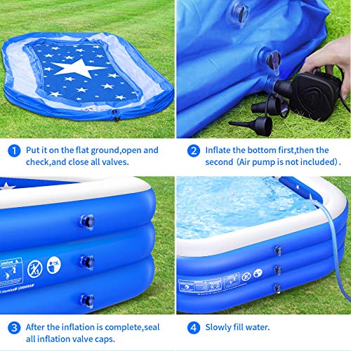 Plastic Kiddie Pool, 96"X56"X22" Inflatable Kids Pool, FullSized