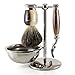Edwin Jagger 4pc Imitation Horn Shaving Set for Mach3 Blades, Light Horn