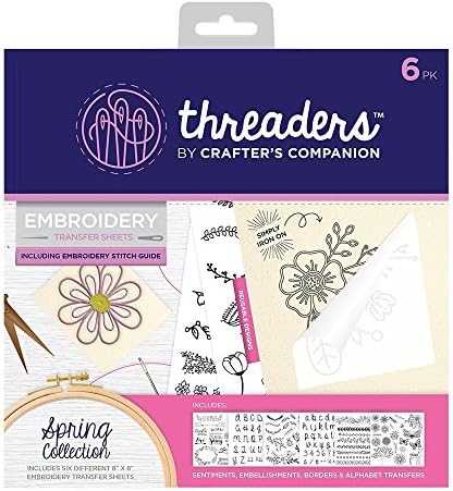 Threaders Spring Embroidery Transfer Sheets, 21.5 x 23 x 0.02 cm