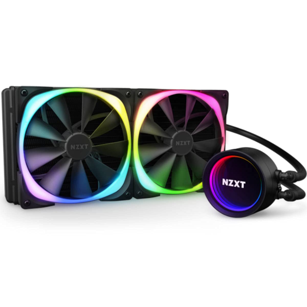 NZXT Kraken X63 280mm AIO RGB CPU Liquid Cooler - Rotating Infinity Mirror Design - Improved Pump - Aer RGB V2 120mm Radiator Fans (2 Included)