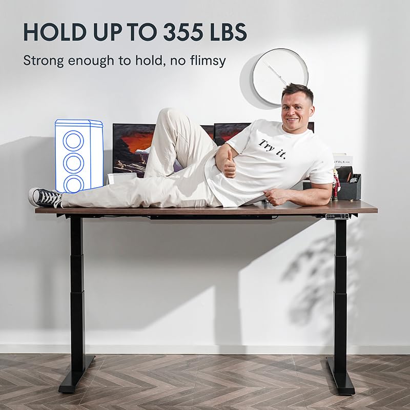 FLEXISPOT Electric Standing Desk E7, Height Adjustable Desk with Whole-Piece Board and Dual Motor 3 Stages, 55x28 Inch, 4 Presets, Large Load Capacity Stand Up Desk Workstation Home Office Computer