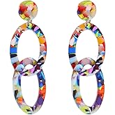 CIBIRICH Acrylic Earrings for Women Multicolor Resin Earrings Statement Dangles Drop Earrings