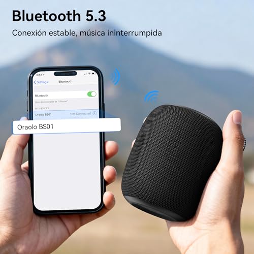 oraolo Small Bluetooth Speaker, Portable Bluetooth 5.4 Speaker | Mini Shower Speakers, 30H Playback, IPX7 Water Resistance, TWS, Suitable for Outdoor/Party/Travel