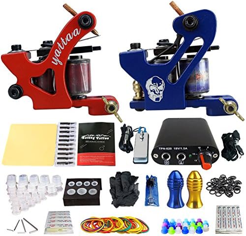 RWANG Complete Makeup Tools Set Tattoo Machine Kit For Starter 2 Machine Guns Foot Pedal,clip Cord, Power Cord Available Simple And Fashion Design (TK204-34)