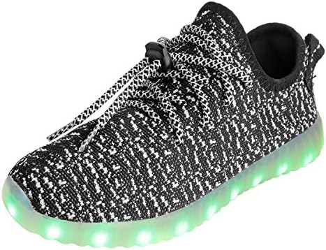 Lynnaa boys girls kids 7 colors led luminous shoes flashing sneakers(34 black)