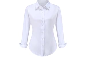 SDWRJOP Womens Wrinkle Free Shirts Long Sleeve Button Down Ladies Office Dress Shirt