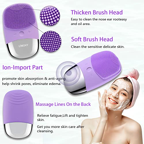 Facial Cleansing Brush, 3in1 Electric Silicone Face Scrubber