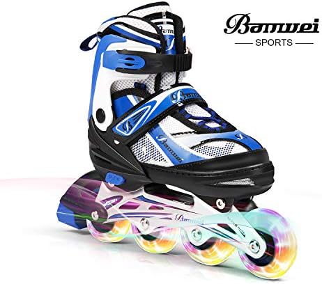 BANWEI SAM Toys Girls Adjustable Inline Skates with Light up Wheels - Beginner Kids Rollerblades Best Gift for Birthday or Christmas