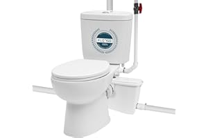 SANIMOVE 750Watt Upflush Macerating Toilet with Pump for Basement System | Macerator Pump With 4 Water Inlets for Sink Shower Bathtub Laundry, Two-piece Toilet, 32ft Vertically Sewage Water Disposal Pump