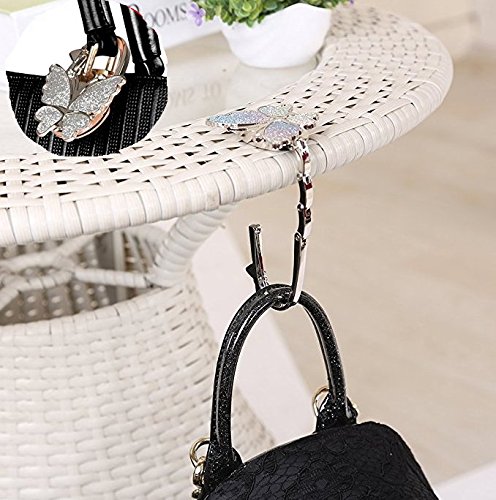 3PC Butterfly Purse Handbag Hook Folding Hanger for women gift Foldable Shoulder/Handbag/Backpack Purse Hangers Table Chair Holder Hook