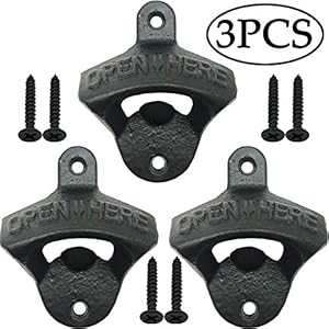Set of three black coated beer openers