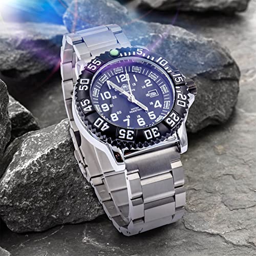Mens Quartz Wrist Watch Sport Military Watch with Date Analog, Fashion Waterproof Luminous Field Watch with Japanese Movement, Black Dial, Stainless Steel Strap
