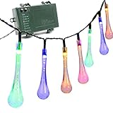 Vmanoo Battery Operated Timer String Lights 30 LED Water Drop Fairy Christmas Lighting Decor For Outdoor, Indoor, Garden, Patio, Bedroom Wedding Decorations (Multi Color)