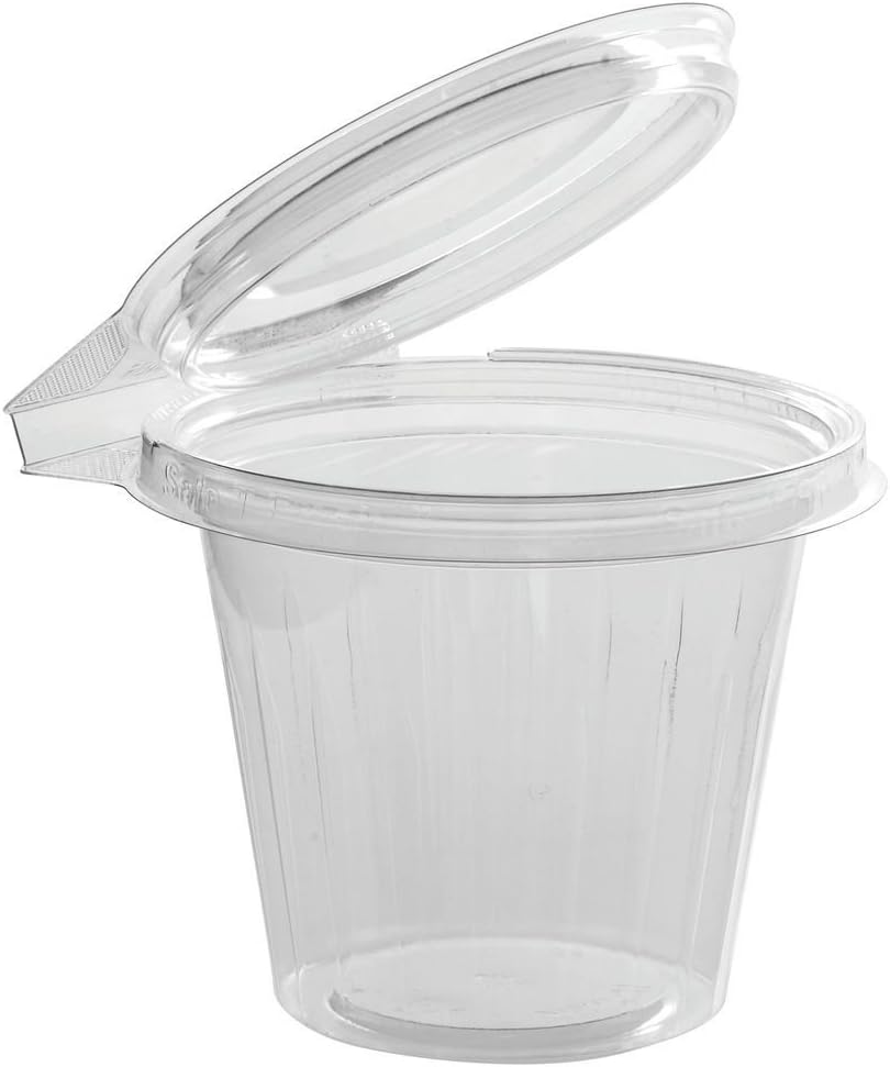 12 oz. Clear Round Plastic Safety Fresh Car Cup Container with Flat Lid - 256 per case
