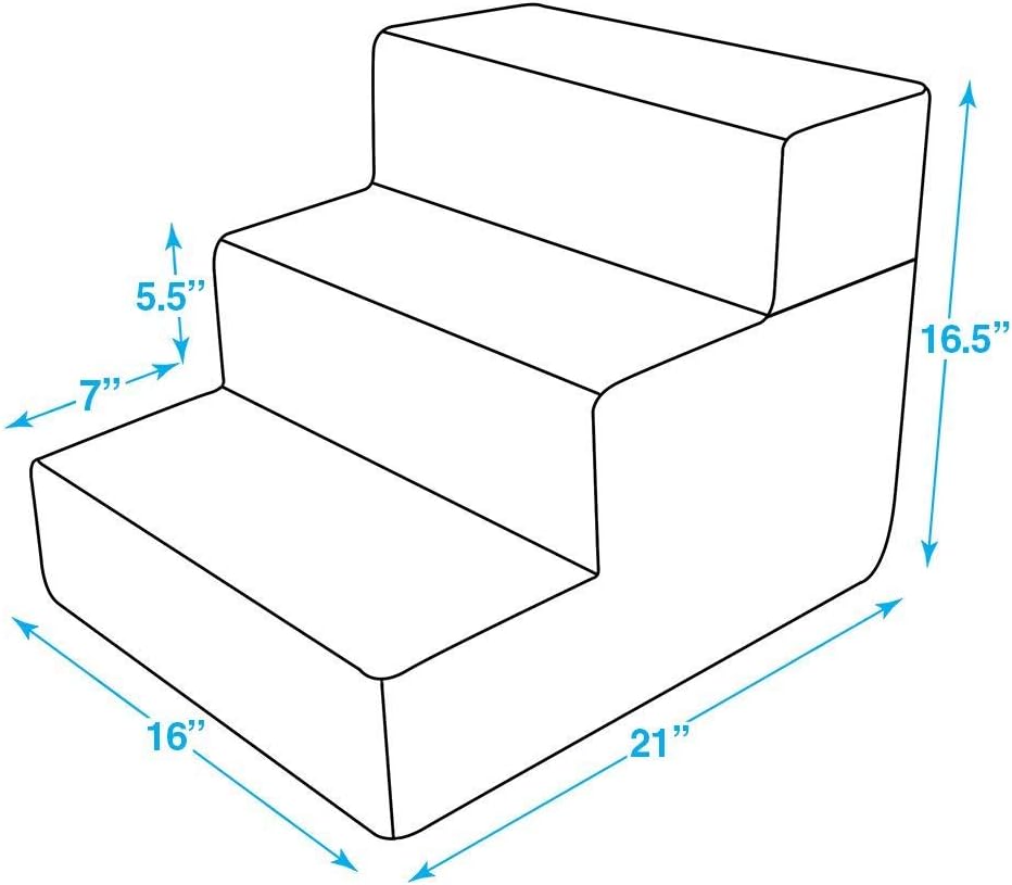 Made in USA Foldable Pet Steps/Stairs with CertiPUR-US Certified Foam by Best Pet Supplies - Gray Linen, 3-Steps (H: 16.5") : Pet Supplies