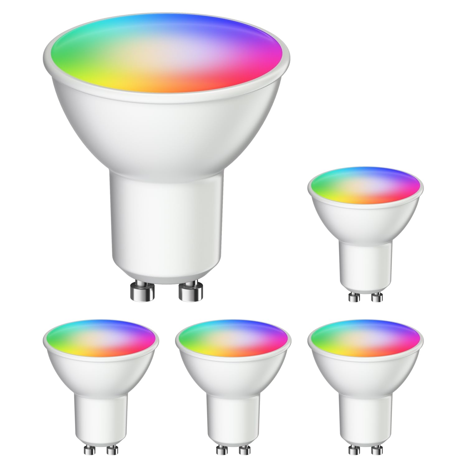 ledscom.de 5 Pieces GU10 LED RGB Bulbs, PAR16, Warm White - Cool White (2900-6200 K), 5.5 W, 473lm, 103°, Smart Home, WLAN, Alexa, matt