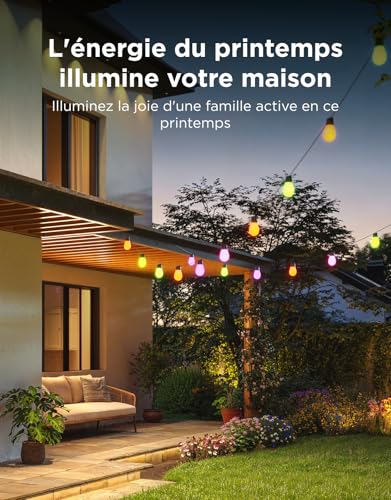 Govee Outdoor String Lights, 15M RGB LED Bulbs Warm White, WiFi Garden Lamp, Works with Alexa, APP Control, IP66 Waterproof, 111 Stage Modes, Dimmable Christmas Outdoor Decoration