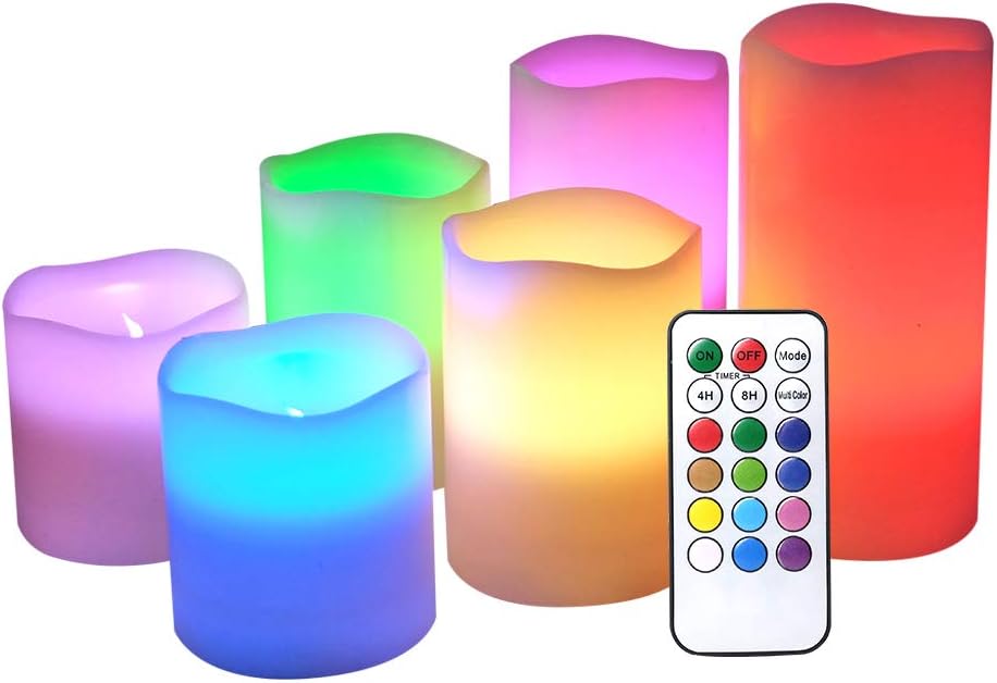 DRomance Flameless Color Changing Candles with Remote and Timer, Real