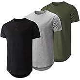 Dokotoo Men Mens 3 Pack Crewneck T-Shirts Multipack Short Sleeve Hipster Hip Hop Longline Classic Tee Tops
