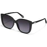 QUAY Ever After Cat Eye Sunglasses | Oversized Frame, UV Protection, Built-In Nose Pads, Case and Cloth for Travel and Everyday