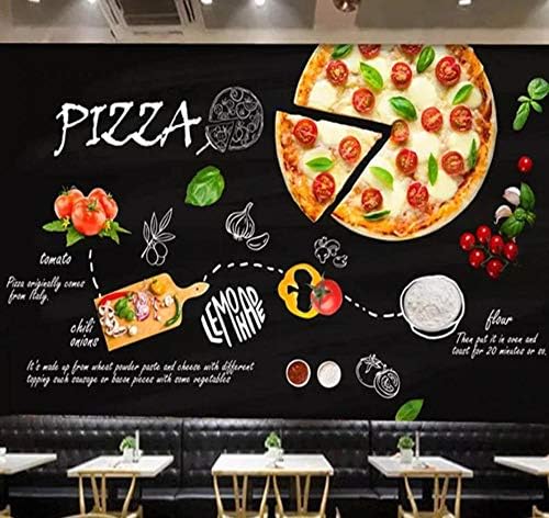 カスタム3d写真の壁紙黒手描きピザ壁画カフェデザートピザショップ西洋料理レストラン