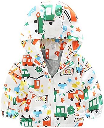 Toddler Boys Girls Animal Hoodie Outwear Windbreaker Jacket Waterproof Raincoat White 110