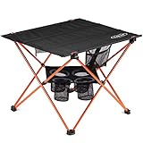 G4Free Folding Camp Table, Lightweight Large Portable Camping Table with 4 Cup Holders and Carrying Bag for Indoor Outdoor Picnic, BBQ, Beach, Hiking, Travel, Fishing