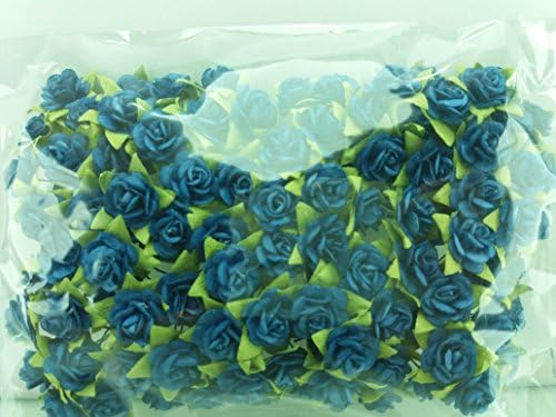100 Blue Rose Mulberry Paper Flower Scrapbook Wedding Craft 1.5cm