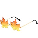 GNOLONG Fashion Maple Leaf Shape Sunglasses Vintage Rimless Irregular Metal Frame Decorative Glasses Unisex Party Christmas
