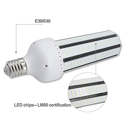 YGS-Tech 120W LED Corn Light Bulb, Large Mogul E39 Base, 12500Lm Daylight White 6500K for Indoor Outdoor Large Area Light, for Street Lamp Post Lighting Garage Factory Warehouse Garden Super Bright - Thumbnail 2
