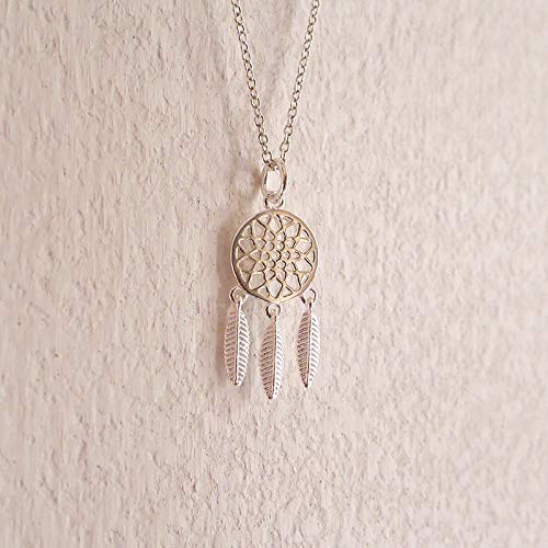 Dream Catcher Sterling Silver Necklace - 17'' Length - Thumbnail 2