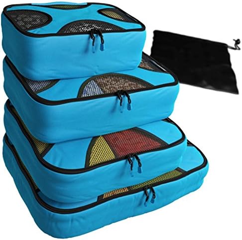 XYDQ 4pc Set Packing Cubes - Travel Organizers with Laundry Bag