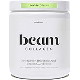 Beam Collagen Powder, Collagen for Women, Collagen with Hyaluronic Acid, Collagen Peptides Type 1 and 3, with Biotin, Grass Fed Bovine, Third-Party Tested, Best for Coffee, Vitamin C, 60 Servings