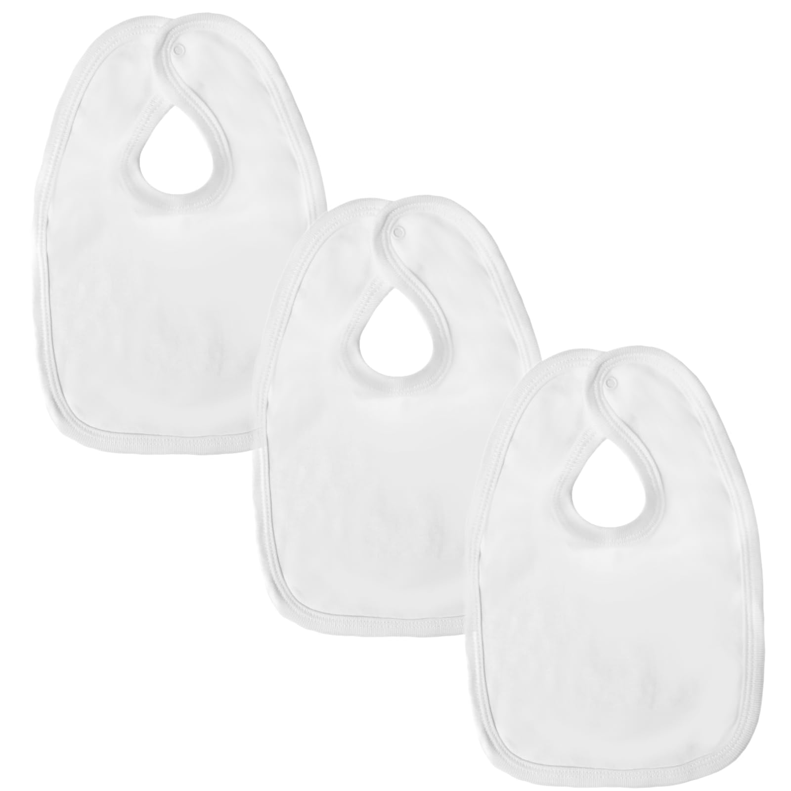 Large Cotton Baby Dribble Bib - Baby Bibs 0-6 Months to 6-12 Months - Premium British Made Teething Bib for Boys & Girls - 3 Pack, White