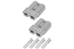 UDDICK 2PCs 50 Amp Battery Quick Disconnect Connector, 8 AWG Battery Cable Connector, Quick Connect Wire Harness Plug for Towing Winch, 12-24V, Grey