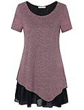 Messic Women's Casual Round Neck Short Sleeve Chiffon Layered T-Shirt Tunic Tops