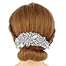 EVER FAITH Women's Austrian Crystal 5 Inch Bridal Flower Bouquet Hair Side Comb Clear Silver-Tone