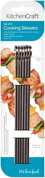 KitchenCraft Flat Kebab Skewers Stainless Steel Set of 6 8in view 3