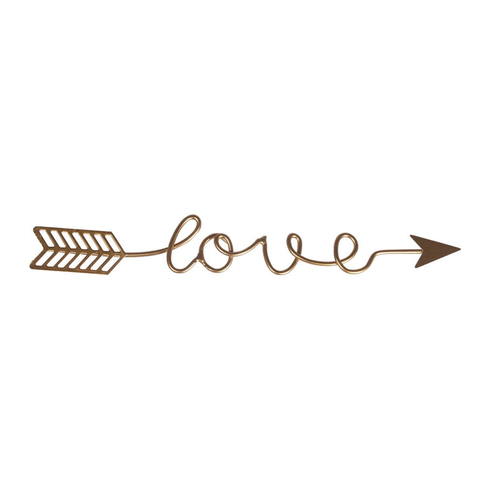 RAYHER HOBBY Wire Love Arrow Sign for Crafting and Wreath Making, Golden Love Letters for Wedding Decorations, Wall Art Lettering, gold, 24x3.2cm, 46199616