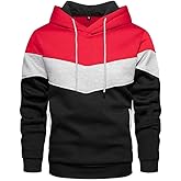 Cuntingvo Men's Novelty Color Block Hoodie with Pocket Long Sleeve Pullover Fleece Casual Sweatshirt