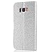 GBSELL Glitter Flip Leather Slim Wallet Card Magnetic Case Cover For Samsung Galaxy S8 Plus (Silver)