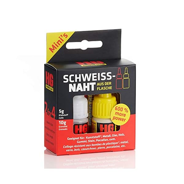 HG POWER GLUE MINIs Die Schweißnaht aus der Flasche - Profi-Reparatur-Kleber-Set für Kunststoff Plastik Keramik…