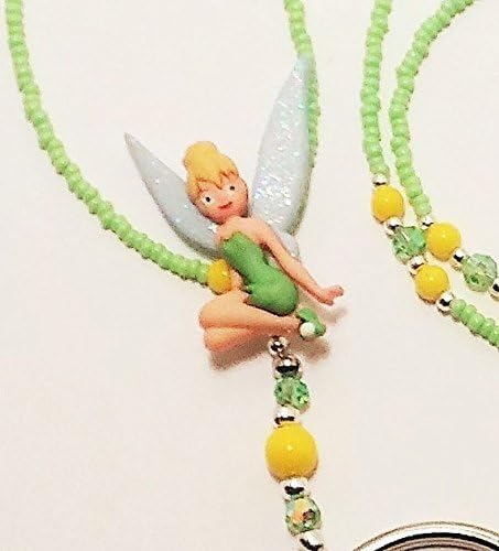 Handmade Beaded Lanyard~Tinkerbelle~Green~Badge ID Holder